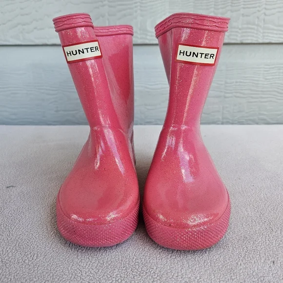 Hunter Original Classic Rain Boots Toddler Girl SZ 7 US Pink Glitter Sparkle - Picture 6 of 12